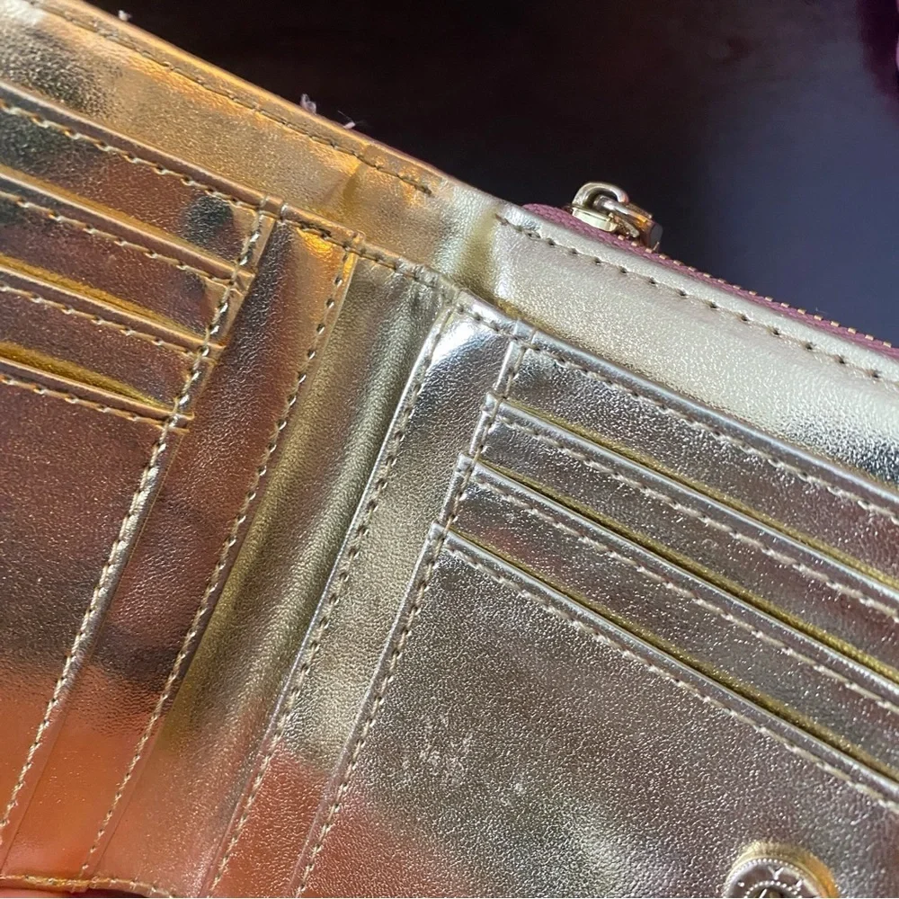 Steve Madden Wallet Pink and Blush Mini Fold Over Wallet Gold Interior NWOT
